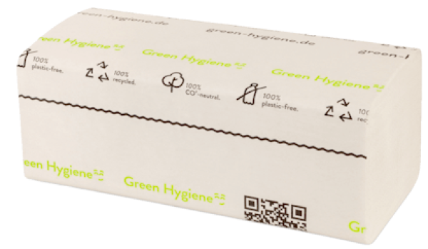 Green Hygiene FRIEDA Falthandtuch – 2-lagig, V-Falz, 25×23 cm, 4 000 Blatt, 100 % Recyclingpapier, CO₂-neutral, plastikfrei – ready4care.de
